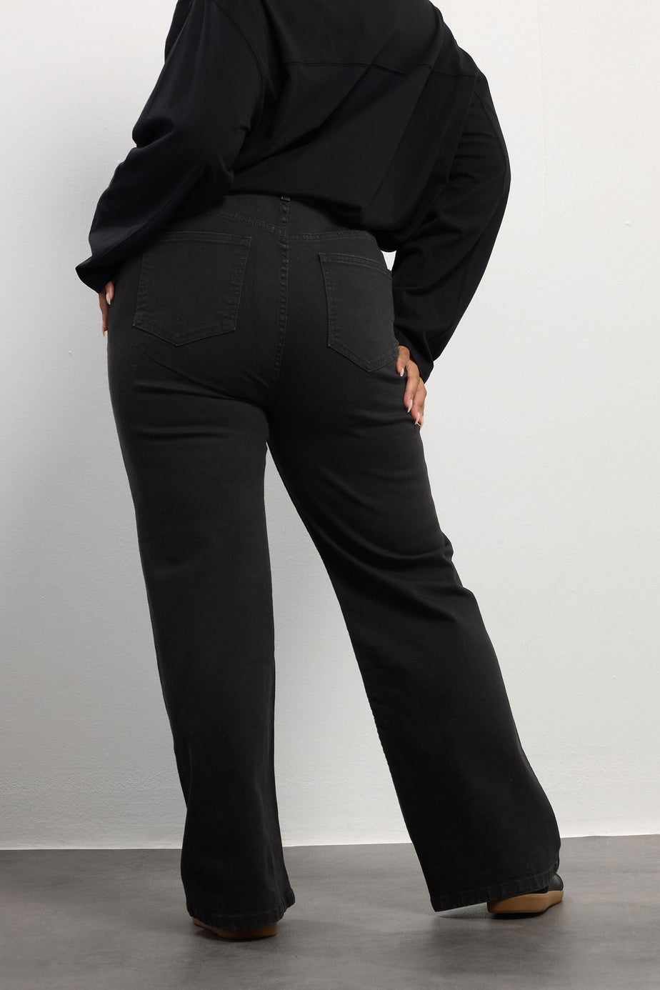 Yours Curve Black Studded Wide Leg Jeans