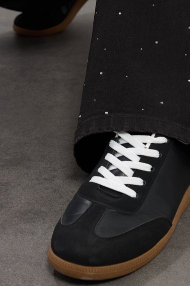 Yours Curve Black Studded Wide Leg Jeans