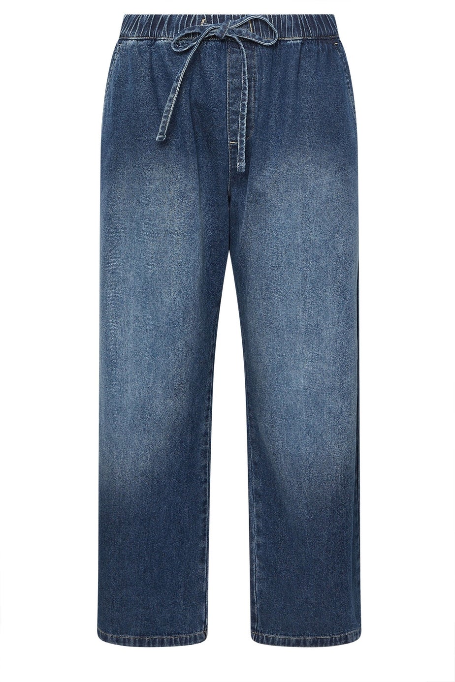 Yours Curve Blue Drawstring Wide Leg Jeans