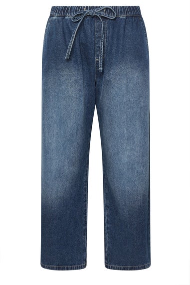 Yours Curve Blue Drawstring Wide Leg Jeans