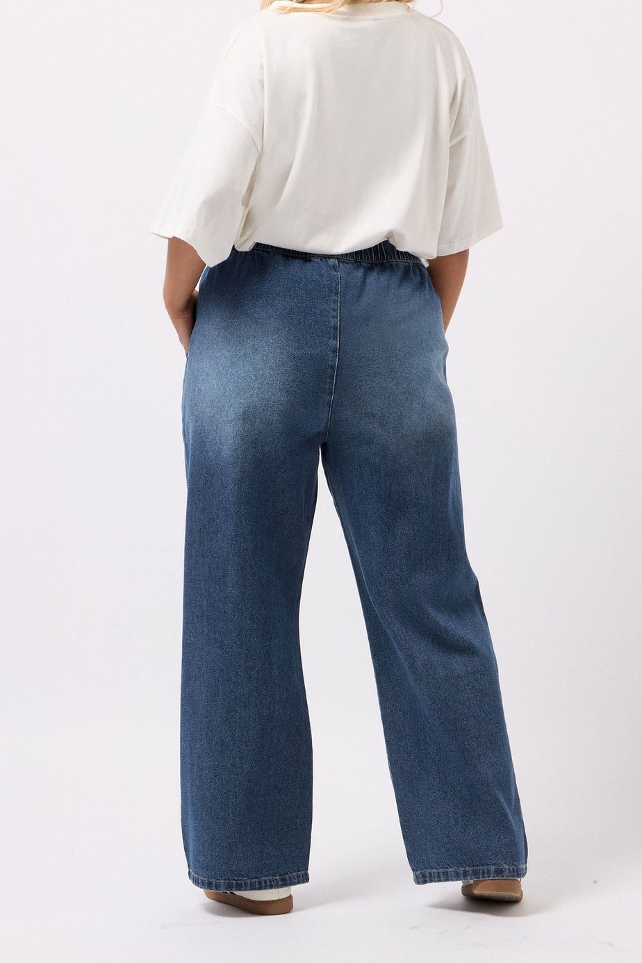 Yours Curve Blue Drawstring Wide Leg Jeans