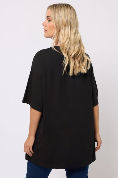 Yours Curve Black Sequin Embellished Christmas Bauble Novelty T-Shirt