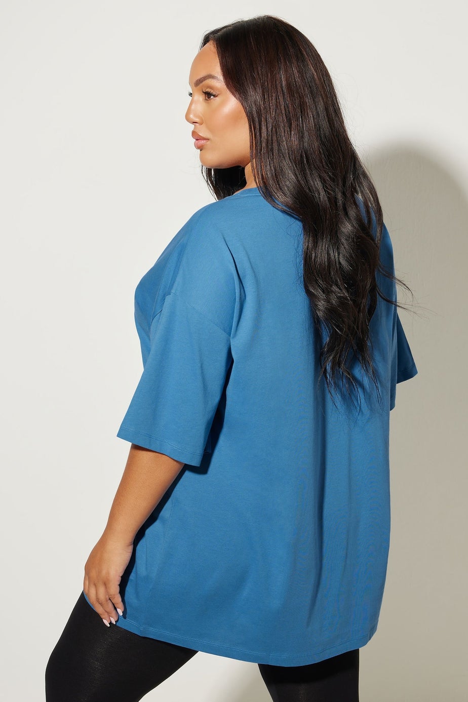 Yours Curve Blue Relaxed Longline T-Shirt