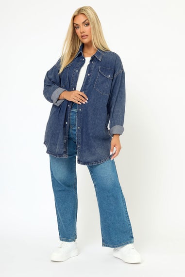 Yours Curve Mid Blue Western Denim Shirt