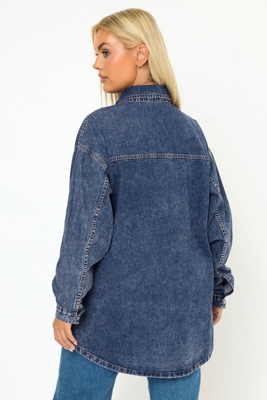 Yours Curve Mid Blue Western Denim Shirt