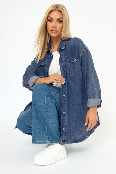 Yours Curve Mid Blue Western Denim Shirt
