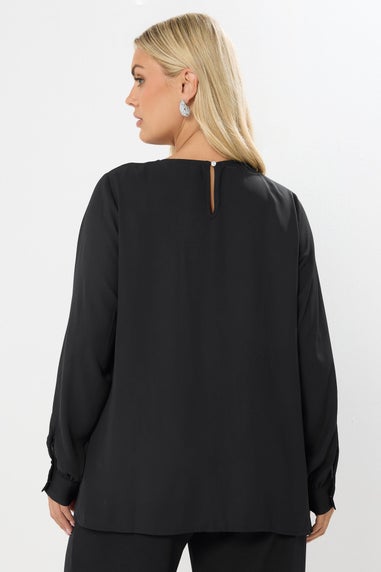 Yours Curve Black Diamante Keyhole Blouse
