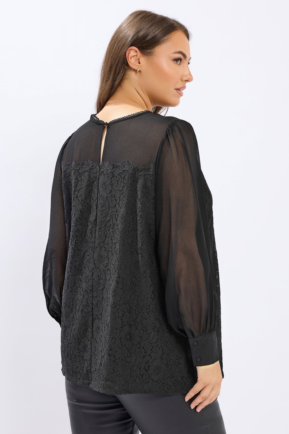 Yours Curve Black Lace Panel Blouse