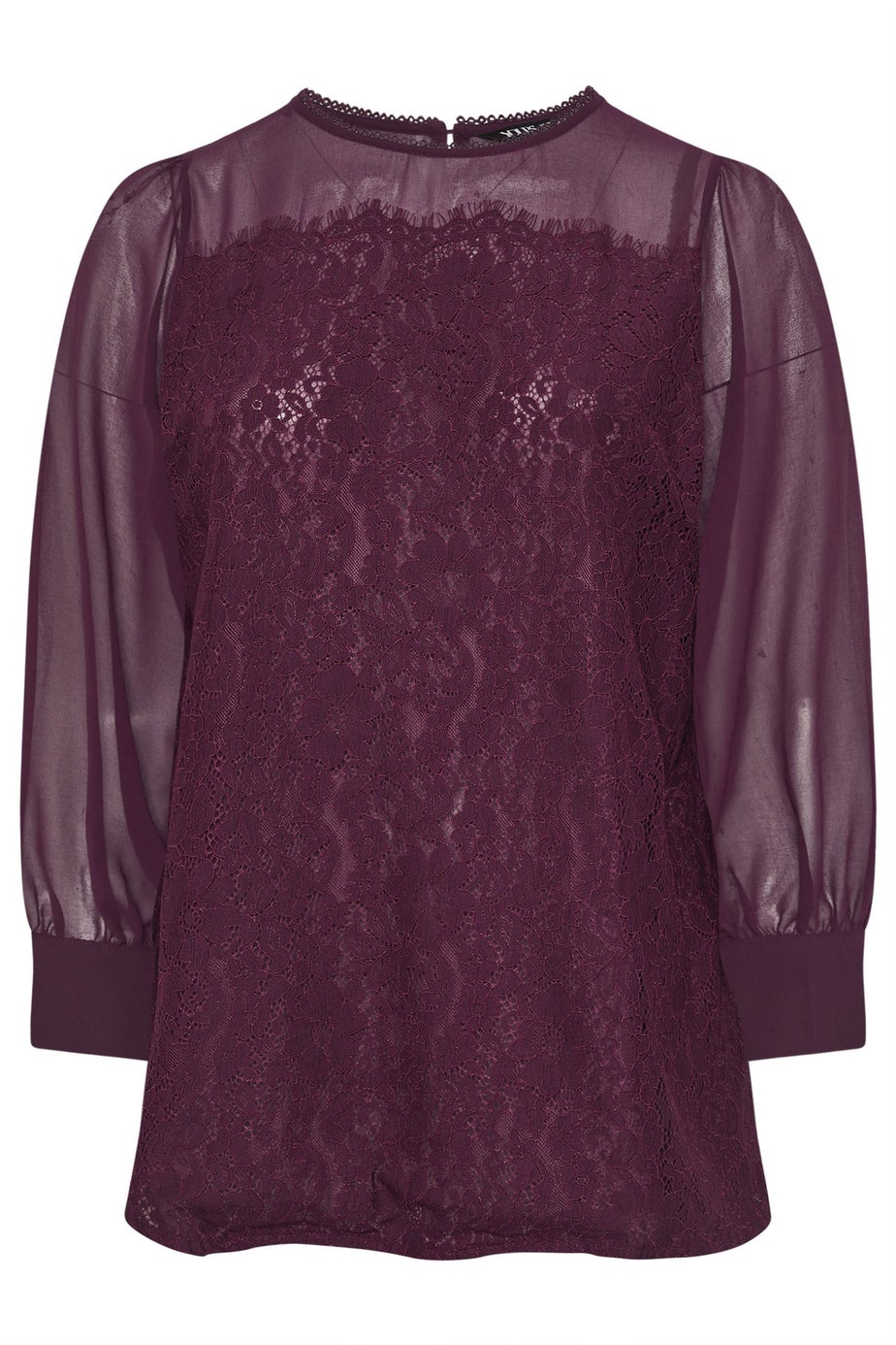 Yours Curve Burgundy Red Lace Panel Blouse