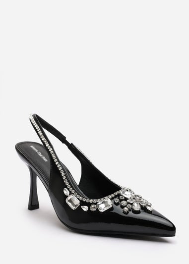 Where's That From Delphine Black Patent Slingback Heels