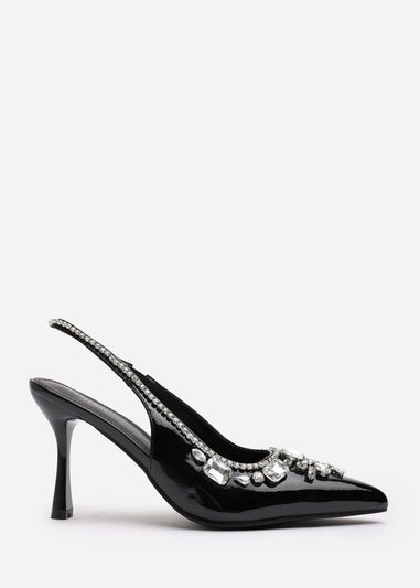 Where's That From Delphine Black Patent Slingback Heels