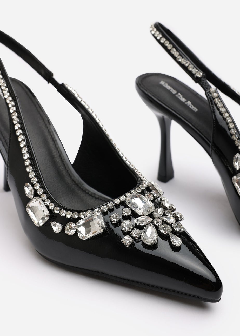 Where's That From Delphine Black Patent Slingback Heels