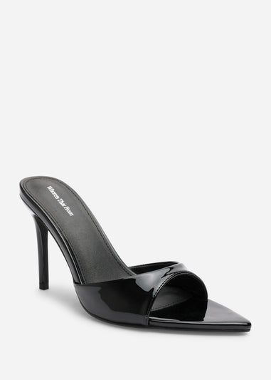 Where's That From Indira Black Patent Peep Toe Stiletto Mules