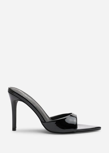 Where's That From Indira Black Patent Peep Toe Stiletto Mules