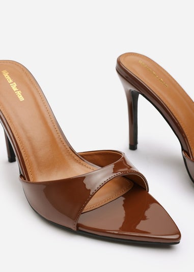 Where's That From Indira Brown Patent Peep Toe Stiletto Mules