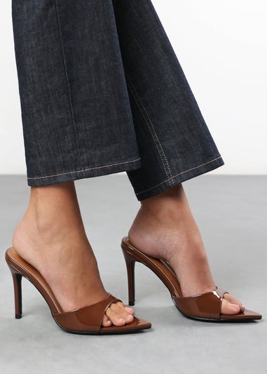 Where's That From Indira Brown Patent Peep Toe Stiletto Mules