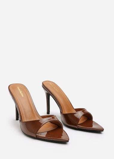 Where's That From Indira Brown Patent Peep Toe Stiletto Mules