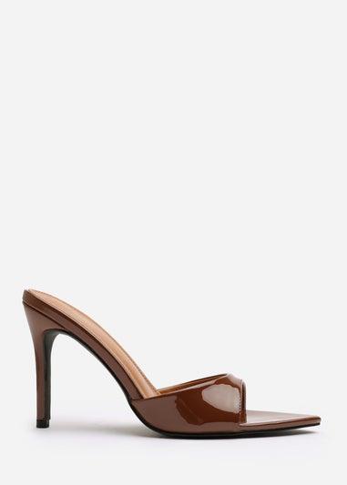 Where's That From Indira Brown Patent Peep Toe Stiletto Mules