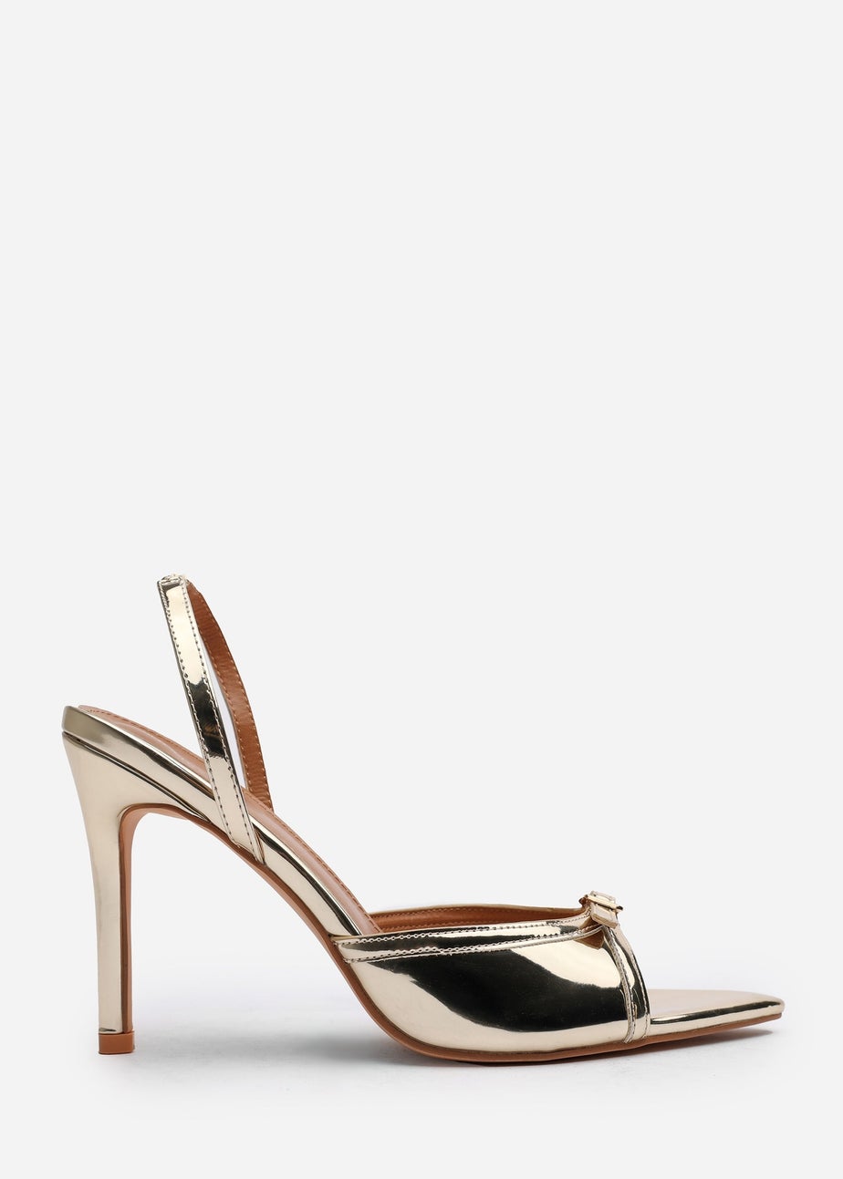 Where's That From Odette Gold PU Wide Fit Slingback Heels
