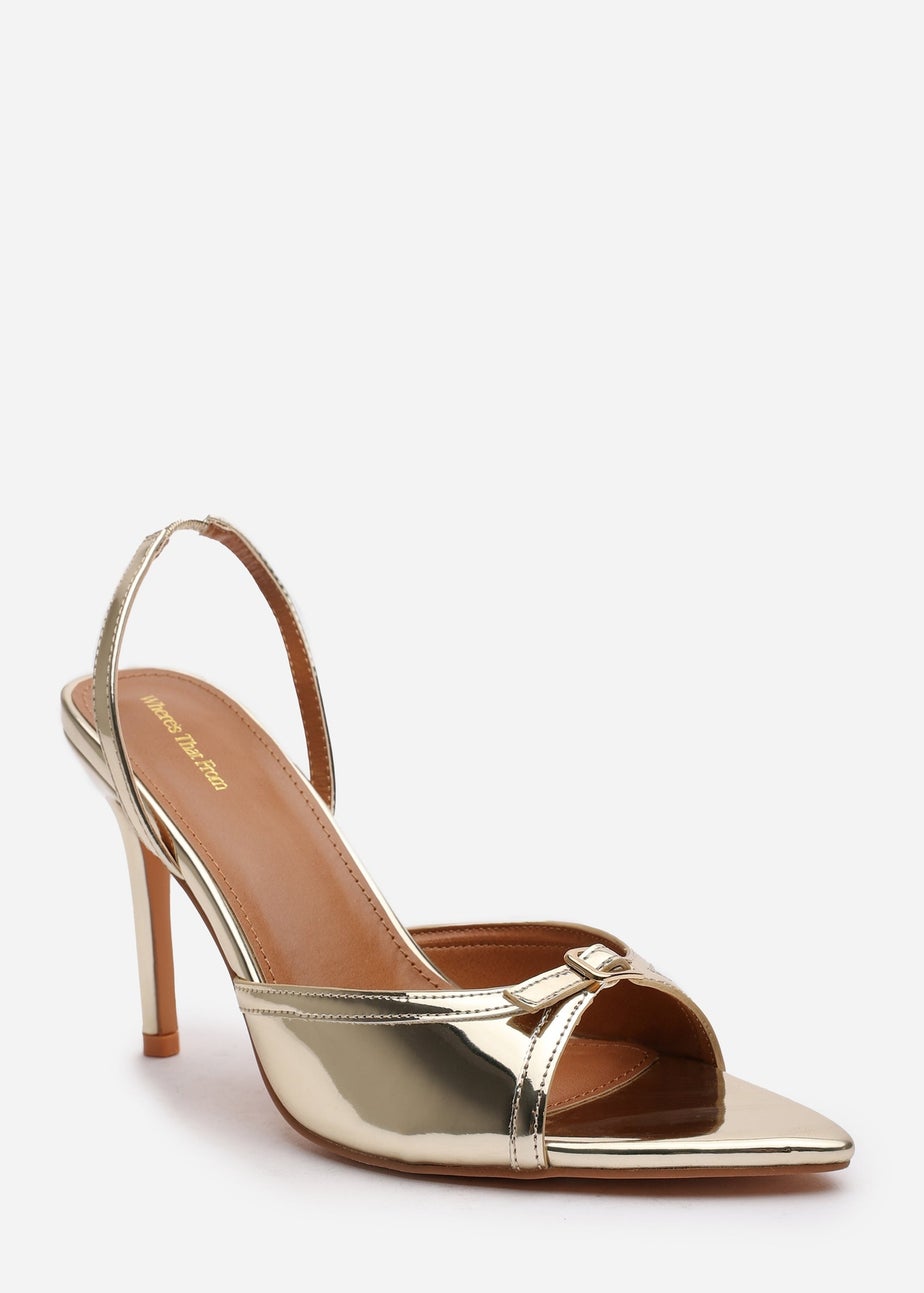 Where's That From Odette Gold PU Wide Fit Slingback Heels