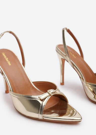 Where's That From Odette Gold PU Wide Fit Slingback Heels