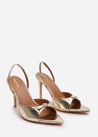 Where's That From Odette Gold PU Wide Fit Slingback Heels