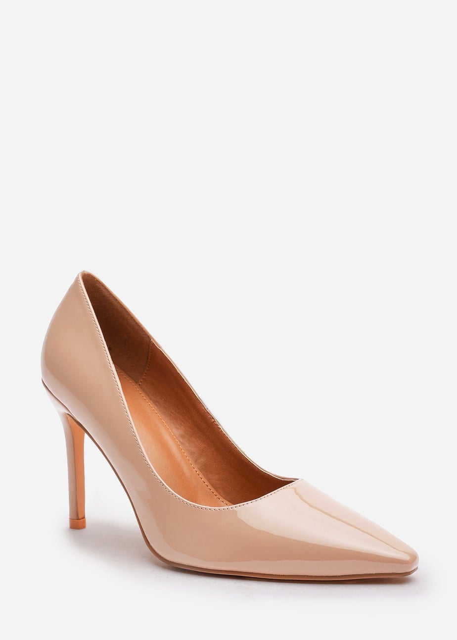 Where's That From Mireille Mocha Patent Wide Fit Stiletto Heels