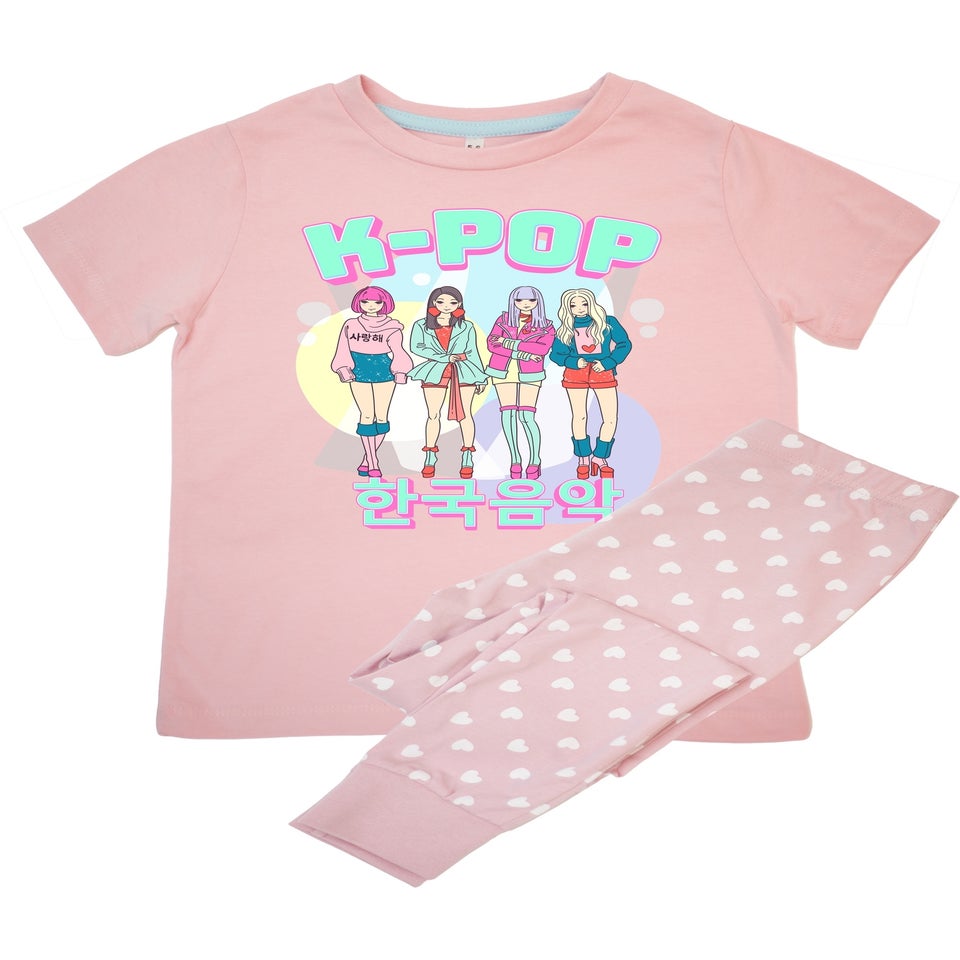 Brands In K-Pop Girl Band Girls Pink Graphic Pyjamas (3-8 Years)