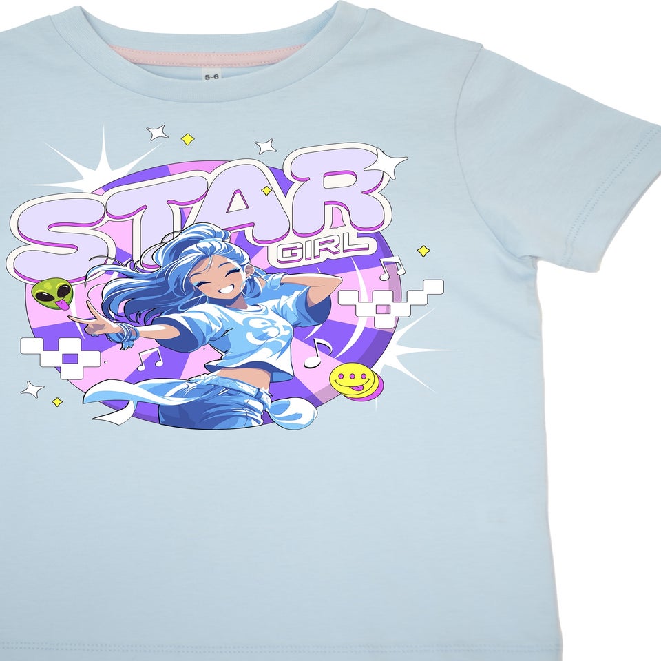 Brands In K-Pop Star Girl Girls Blue Graphic Pyjamas (3-8 Years)