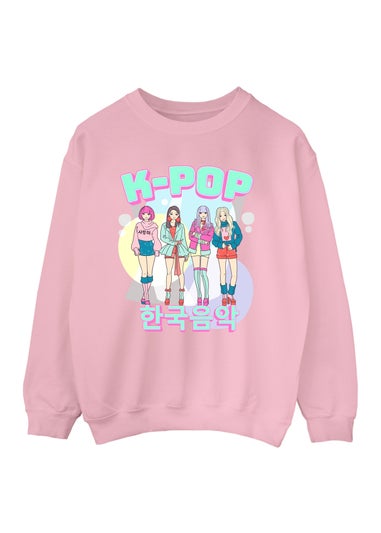 Brands In K-Pop Girl Band Girls Pink Graphic Sweatshirt (3-13 Years)