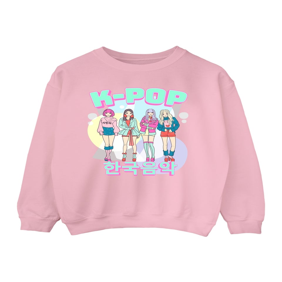 Brands In K-Pop Girl Band Girls Pink Graphic Sweatshirt (3-13 Years)