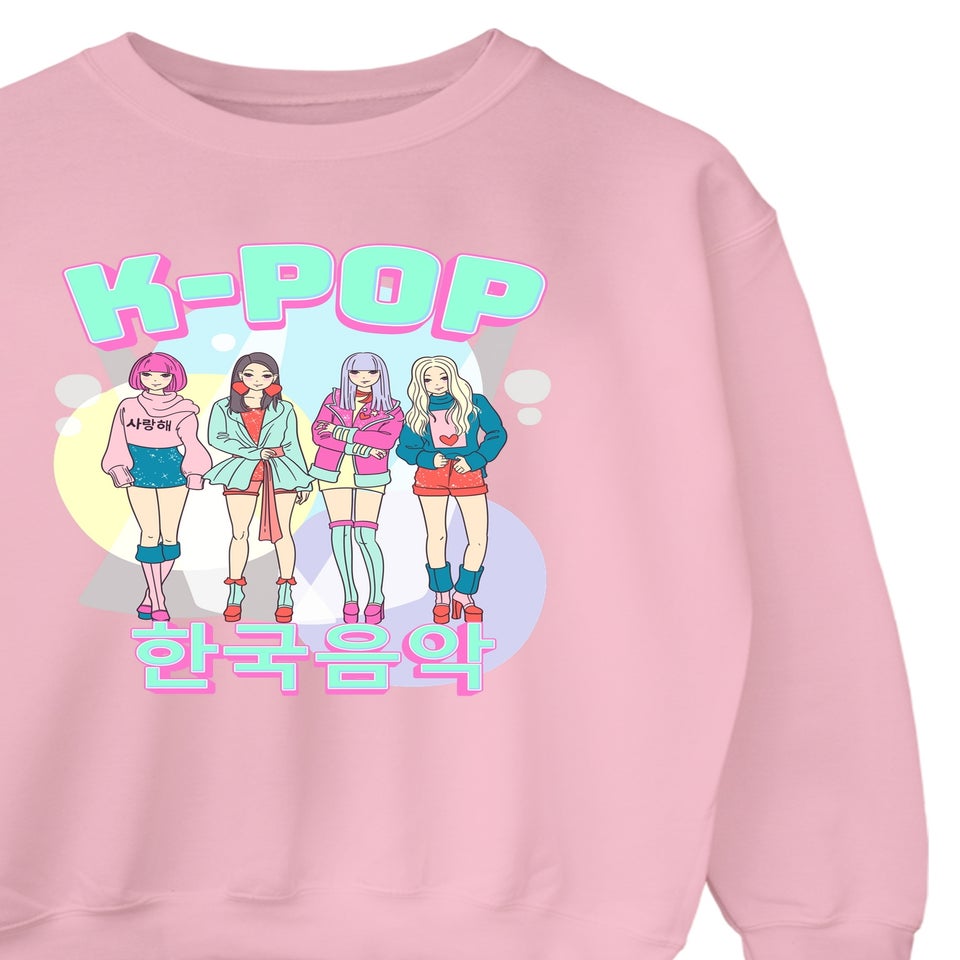 Brands In K-Pop Girl Band Girls Pink Graphic Sweatshirt (3-13 Years)