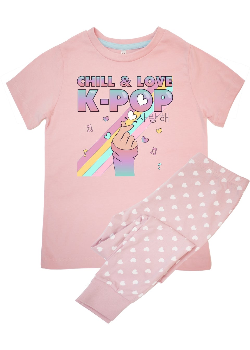 Brands In K-Pop Chill & Love Girls Pink Graphic Pyjamas (3-8 Years)