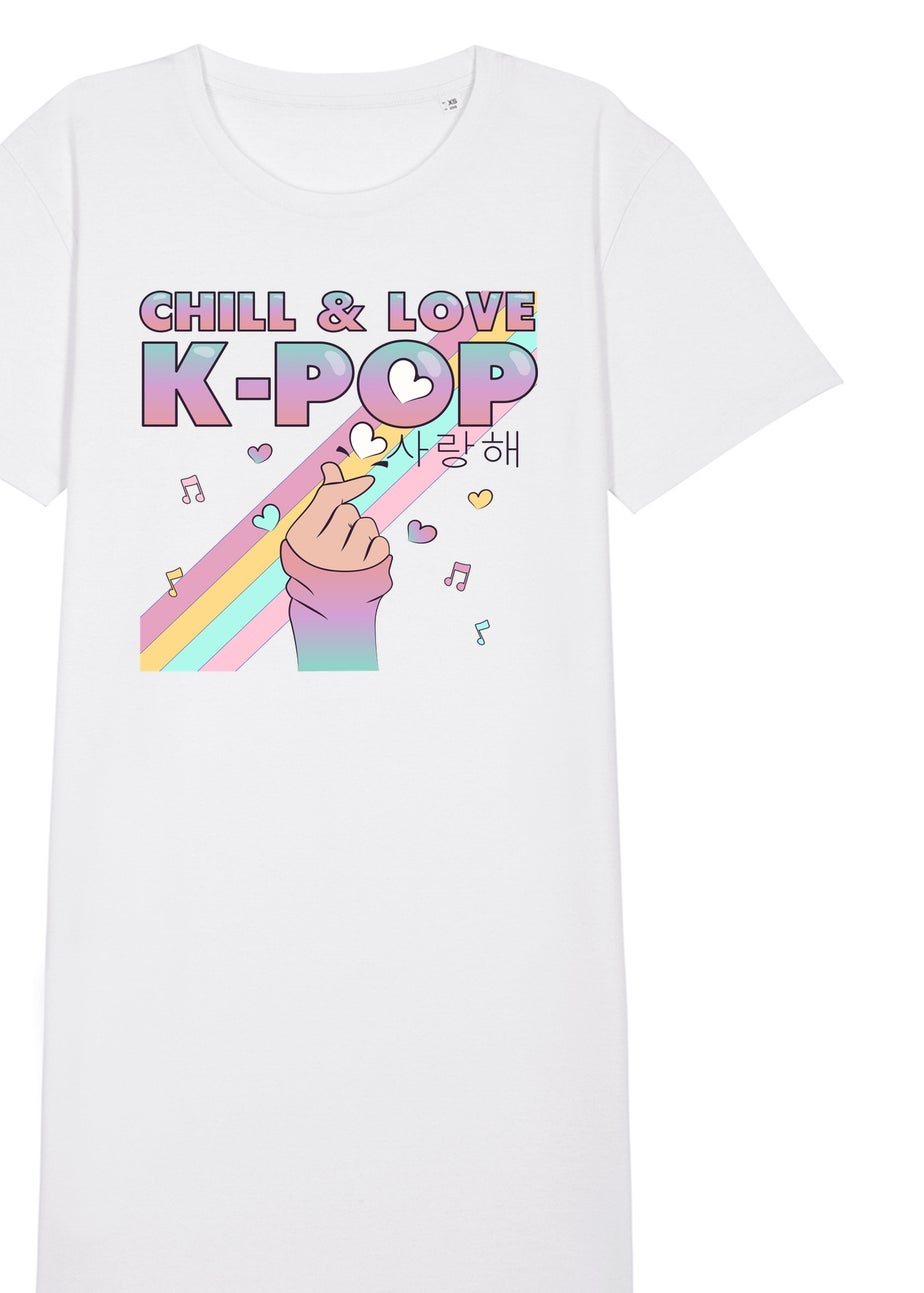 Brands In K-Pop Chill & Love Women White Graphic Nightdress