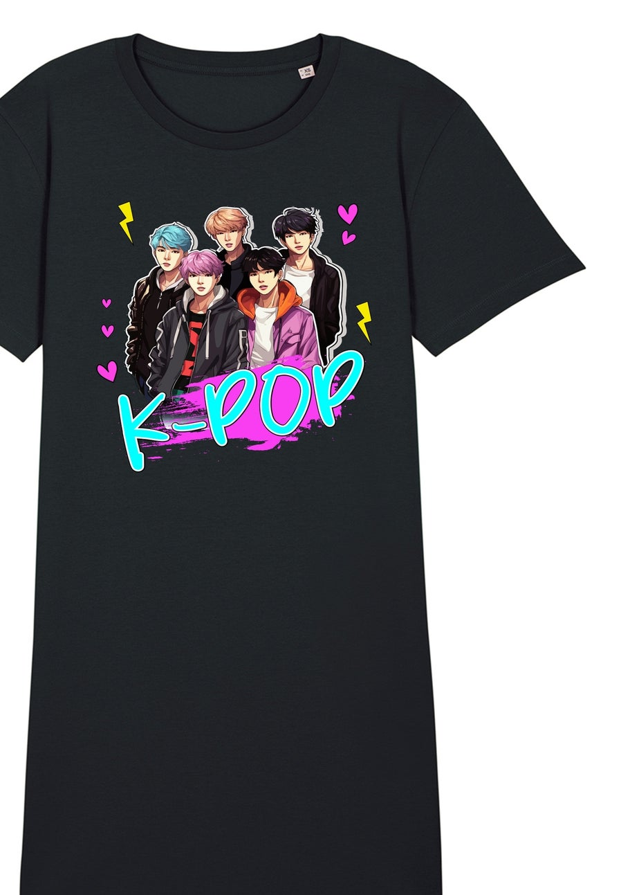 Brands In K-Pop Boy Band Women Black Graphic Nightdress