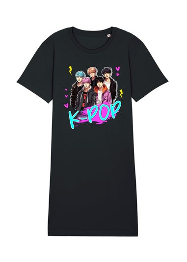 Brands In K-Pop Boy Band Women Black Graphic Nightdress
