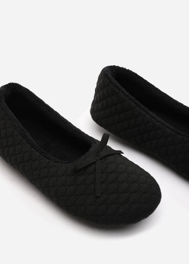 Where's That From Sorelle Black Quilted Ballet Slipper With Bow