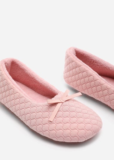 Where's That From Sorelle Pink Quilted Ballet Slipper With Bow