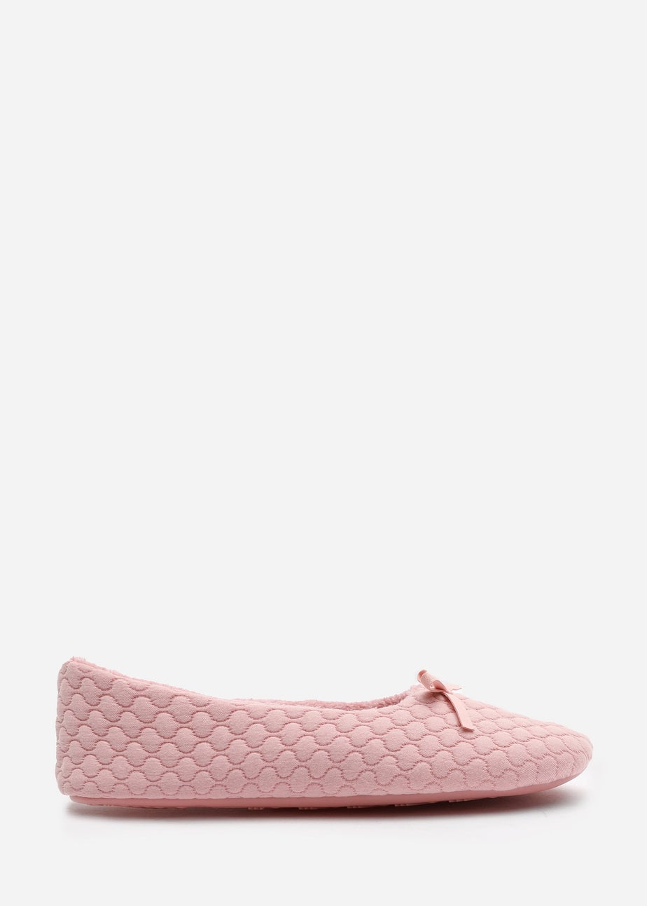 Where's That From Sorelle Pink Quilted Ballet Slipper With Bow