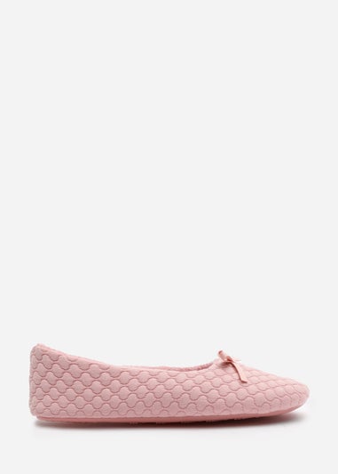 Where's That From Sorelle Pink Quilted Ballet Slipper With Bow