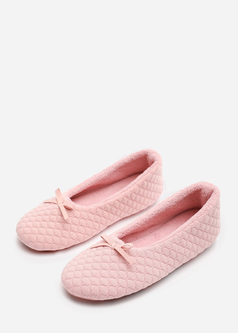 Where's That From Sorelle Pink Quilted Ballet Slipper With Bow