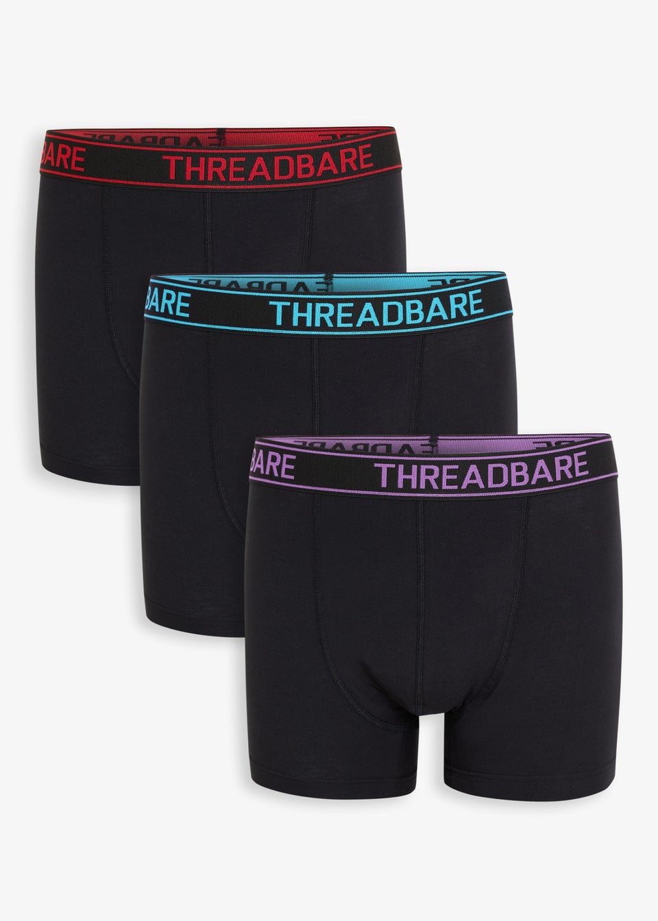 Threadbare Black 3-Pack Hipster Fit Boxer Shorts