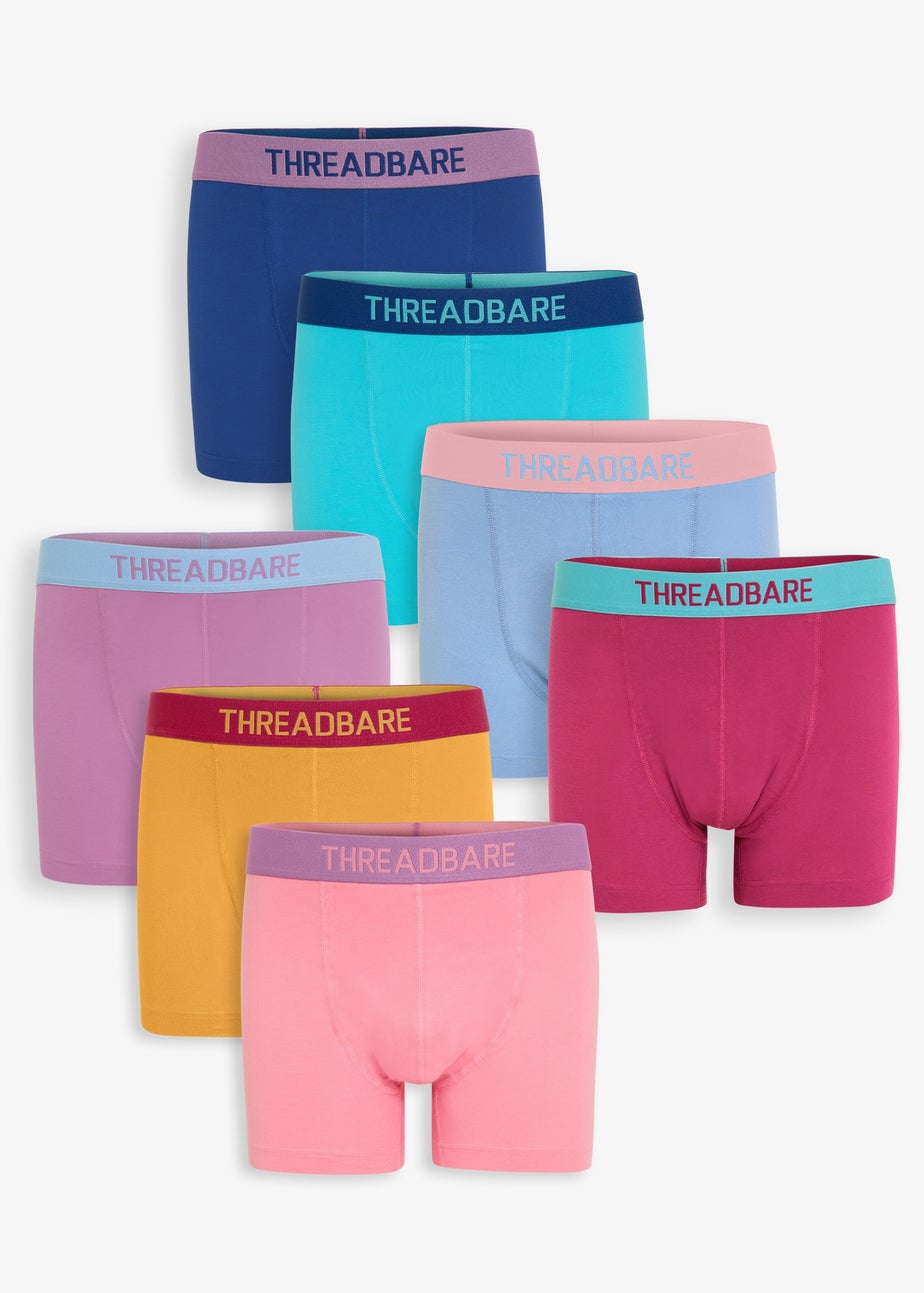 Threadbare Multi 7-Pack Contrast Hipster Fit Boxer Shorts