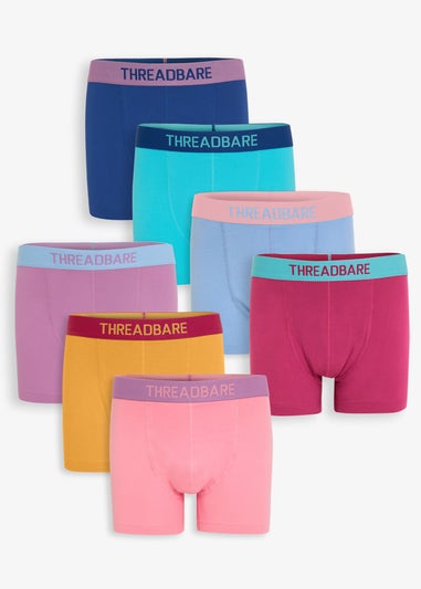 Threadbare Multi 7-Pack Contrast Hipster Fit Boxer Shorts