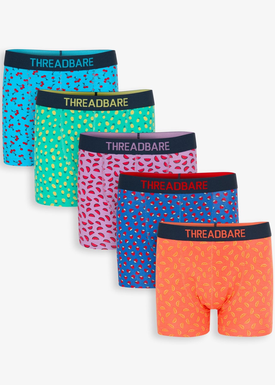 Threadbare Multi 5-Pack Fruit Print Hipster Fit Boxer Shorts