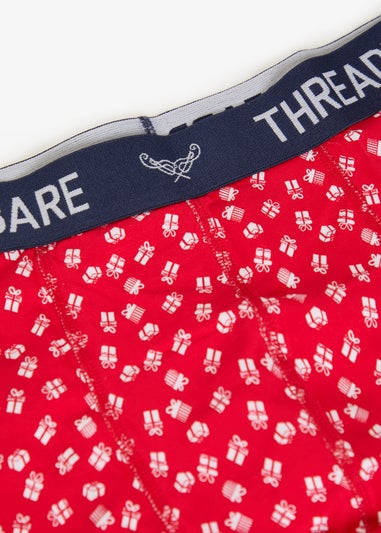 Threadbare Navy 3-Pack Christmas Print Hipster Fit Boxer Shorts