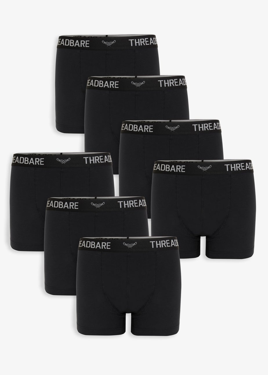 Threadbare Black 7-Pack Hipster Fit Boxer Shorts