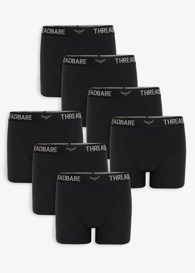 Threadbare Black 7-Pack Hipster Fit Boxer Shorts