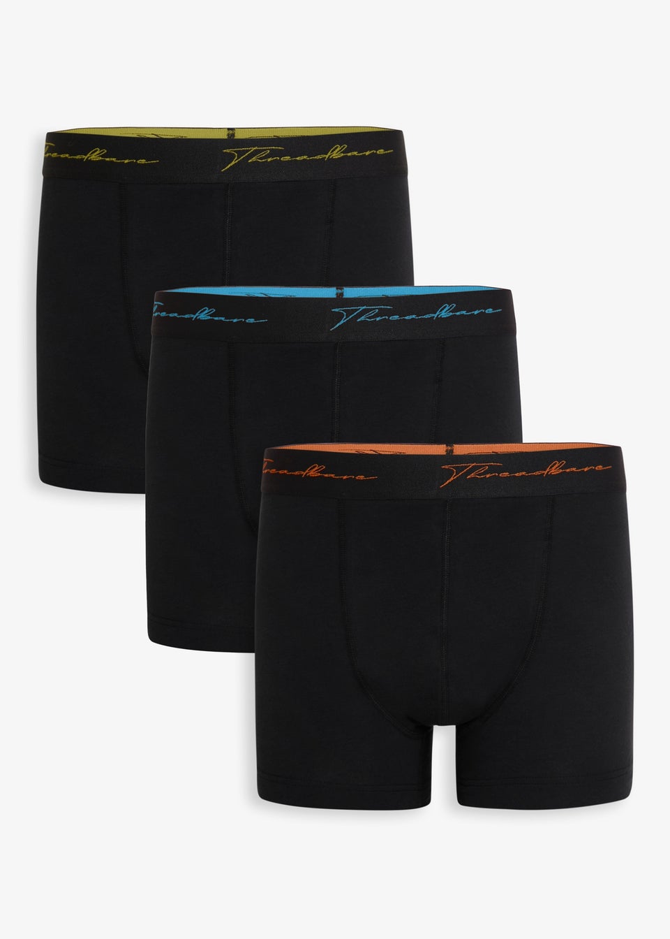 Threadbare Black 3-Pack Script Hipster Fit Boxer Shorts
