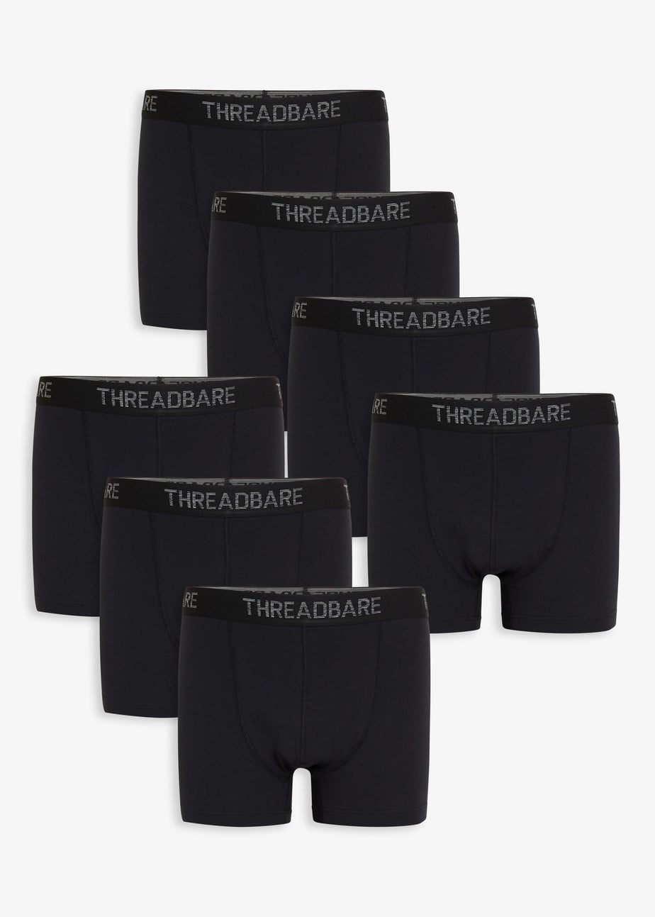 Threadbare Black 7-Pack Hipster Fit Boxer Shorts